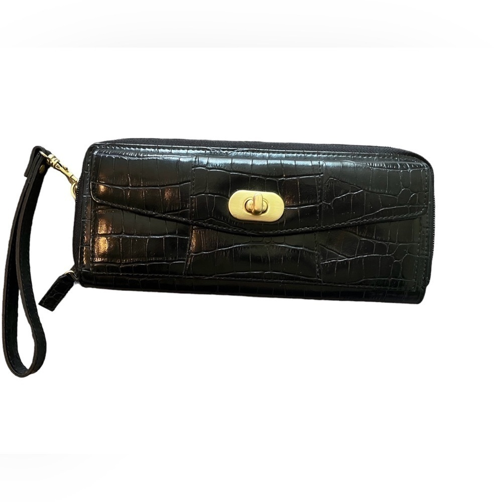 Black Leather Wristlet